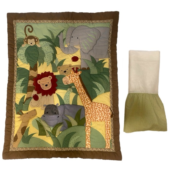Bedtime Original Nursery Crib Bedding Set with Jungle Animals Theme 2 Piece - Picture 1 of 13